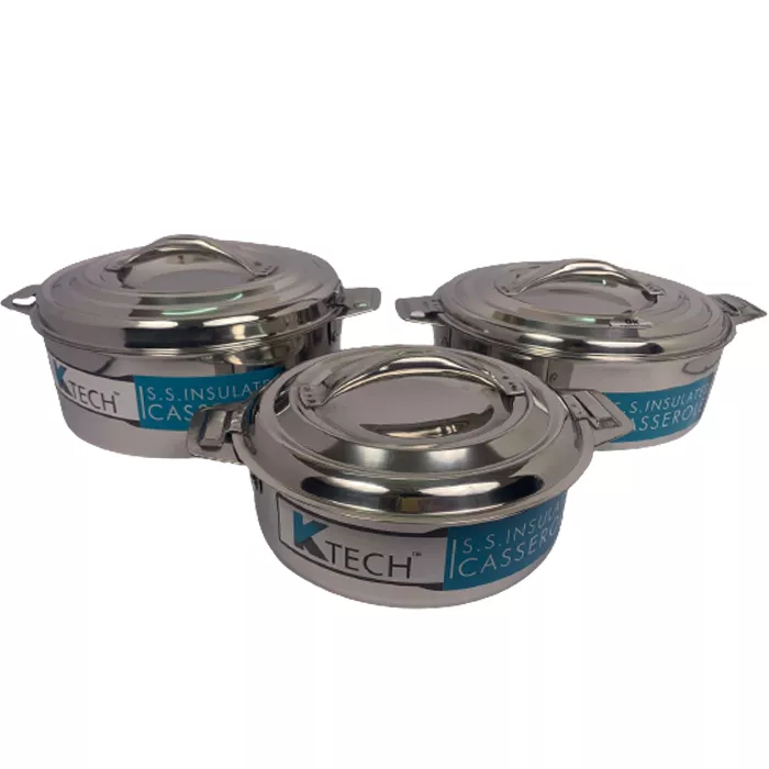 Ktech Stainless Steel Hotbox Regular Set Of 3 (1500 ML, 2000 ML and 2500 ML)